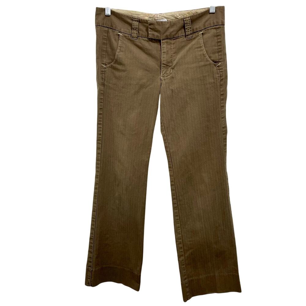 Vintage Women’s 90s Y2K Gap Brown Striped Bootcut Straight Leg Chino Pant Sz 8